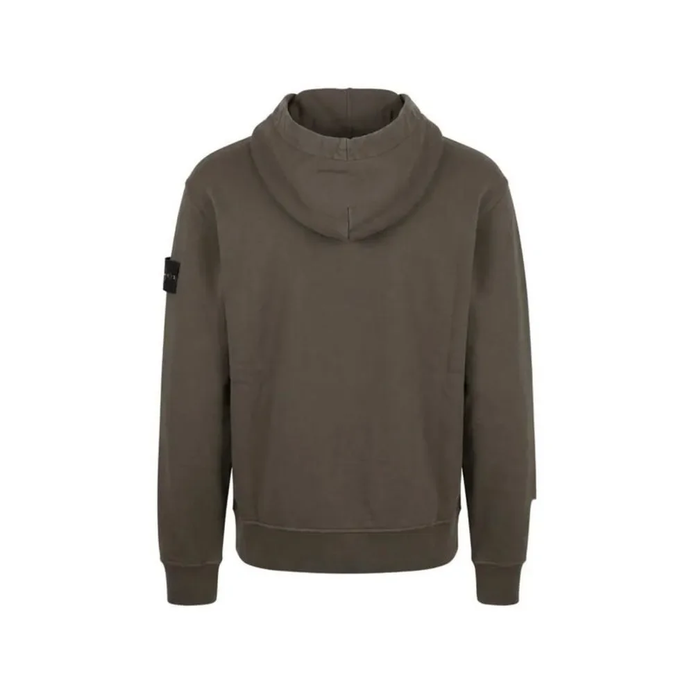 Stone Island Men Oversized Organic Cotton Fleece Zip-Up Hoodie With Pockets